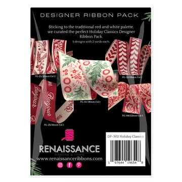 Renaissance Ribbon Holiday Classics Schmuckband Set 5x2 Yards rot