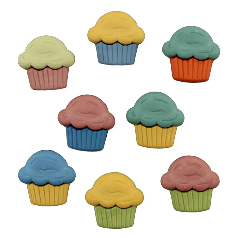 Buttons Galore Cupcakes Knöpfe 8 Stück ca. 19 mm