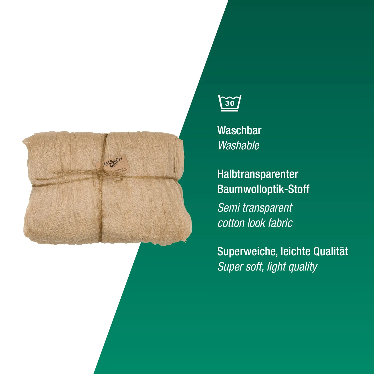 Halbach Tischläufer Baumwoll-Optik 70cm 3m