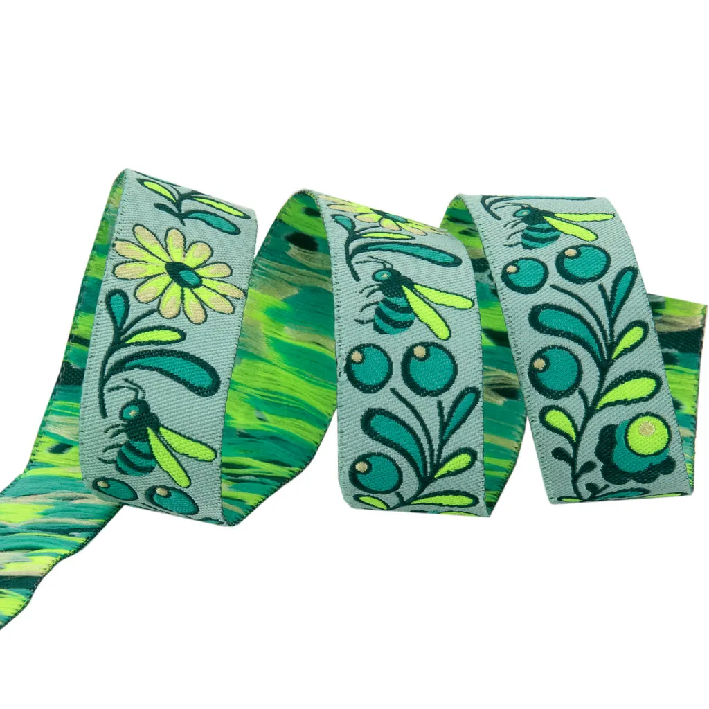 Renaissance Ribbon EverGlow Birds Bees Webband 22mm 1 Yard Neon