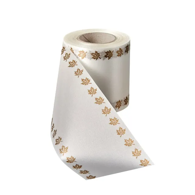 ALJO DESIGN Satin-Kranzband weiß mit Efeu-Rand 25 m