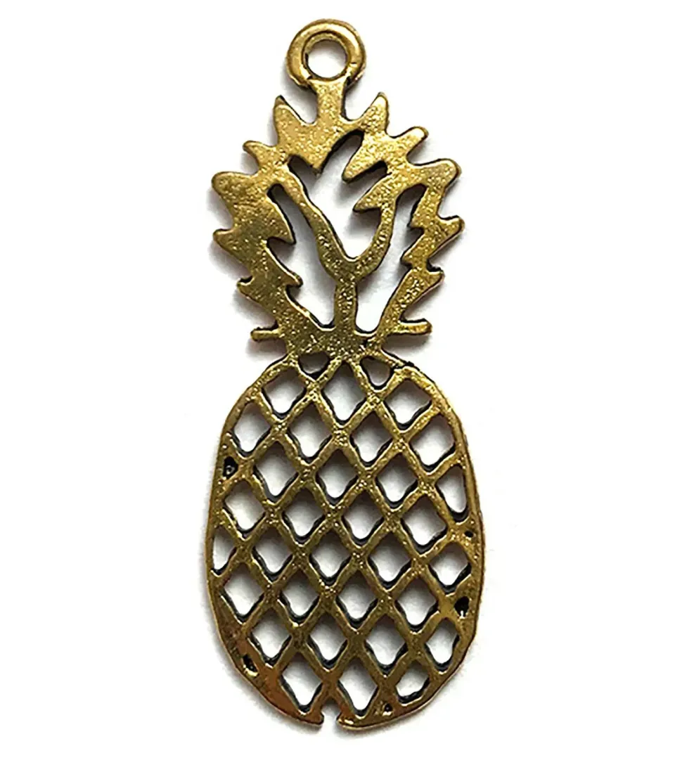 Buttons Galore Pineapple Charm Anhänger 10 Stück gold Ananas