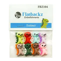 Buttons Galore Flatbackz Extinct Flatbacks 8 Stück Dinos