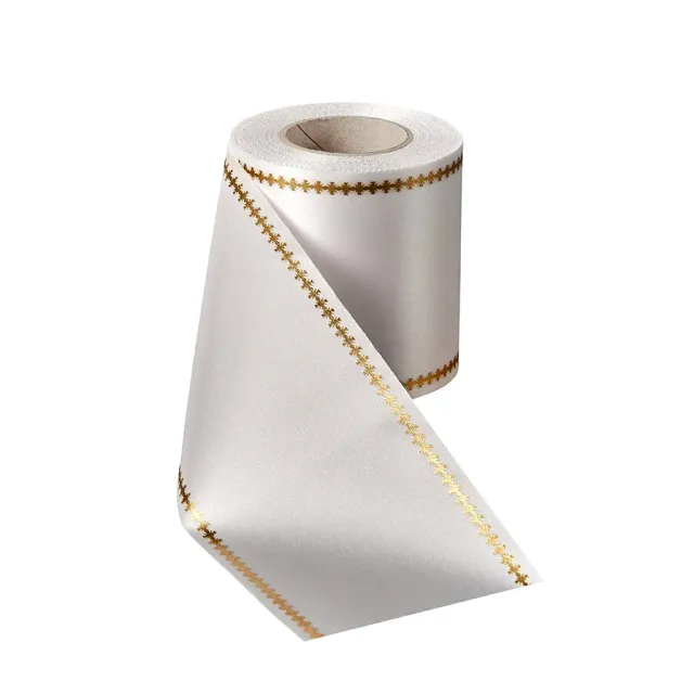 ALJO DESIGN Satin-Kranzband Kreuz-Rand Kranzband 25 m Laserdruck