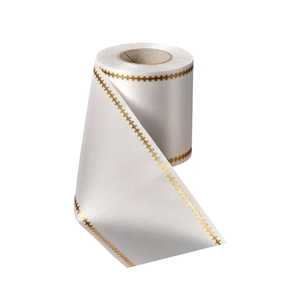 ALJO DESIGN Satin-Kranzband Kreuz-Rand Kranzband 25 m Laserdruck