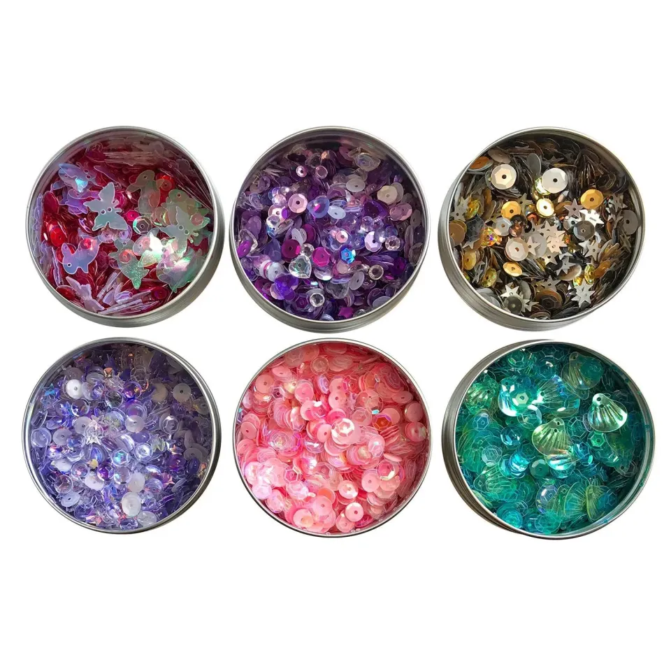 Buttons Galore Cup Sequins Pailletten 6 Dosen 12000 Stück