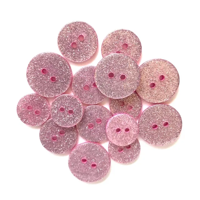 Buttons Galore Pink Champagne Glitzerknöpfe hellrosa 15 Stück
