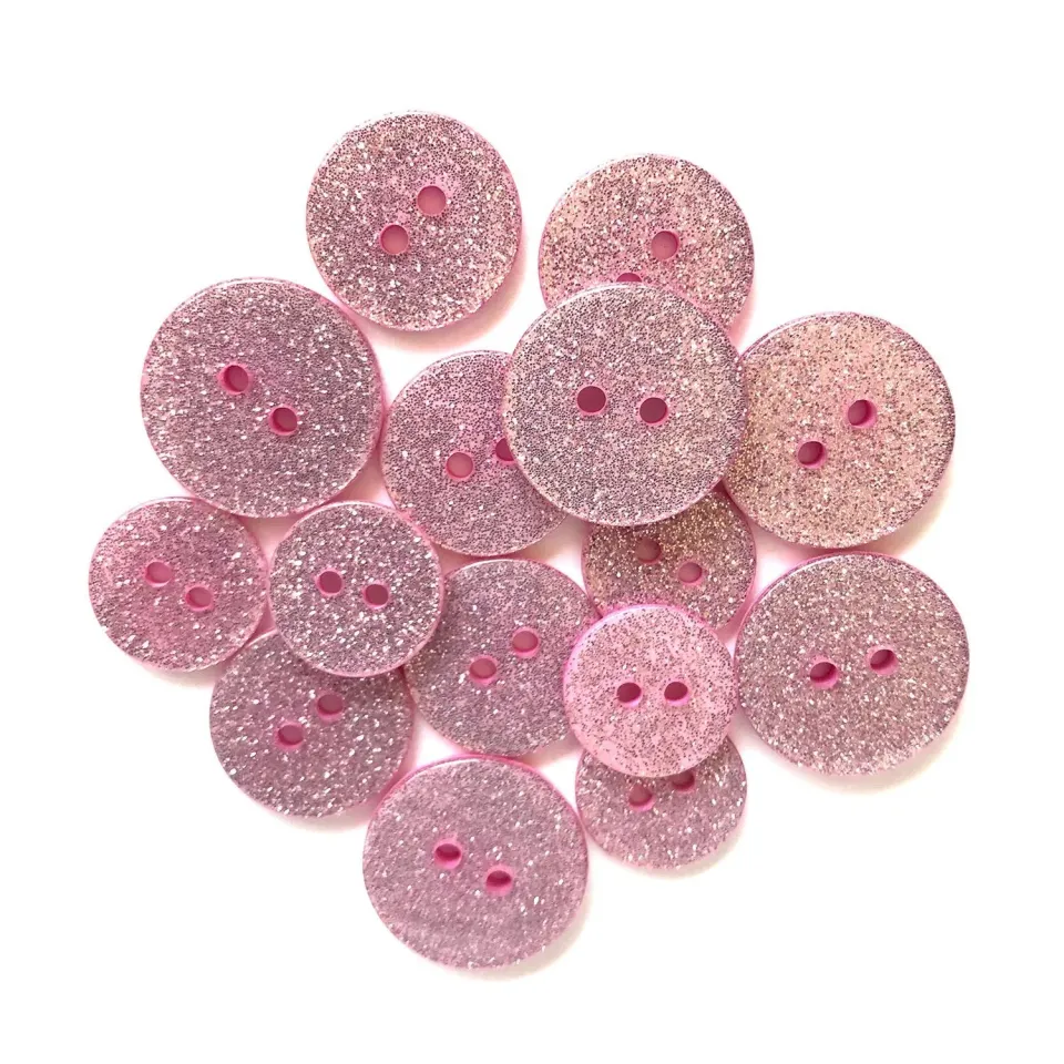 Buttons Galore Pink Champagne Glitzerknöpfe hellrosa 15 Stück