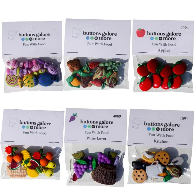 Buttons Galore Food Group Knöpfe 50 Stück Lebensmittel-Mix