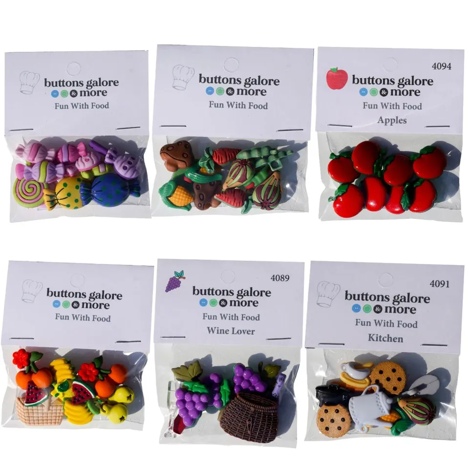 Buttons Galore Food Group Knöpfe 50 Stück Lebensmittel-Mix