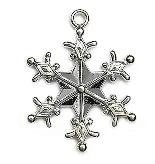 Buttons Galore Snowflake Anhänger 3,2 cm silber 10 Stück