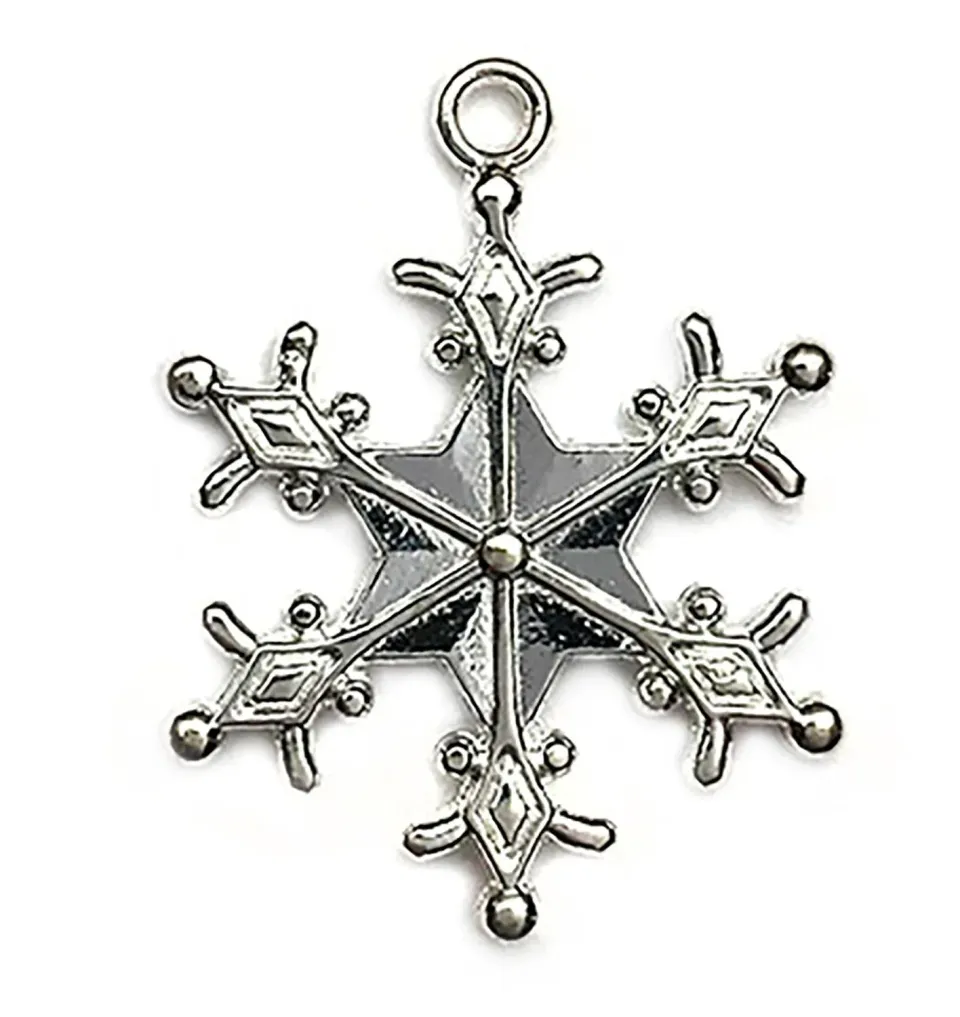 Buttons Galore Snowflake Anhänger 3,2 cm silber 10 Stück