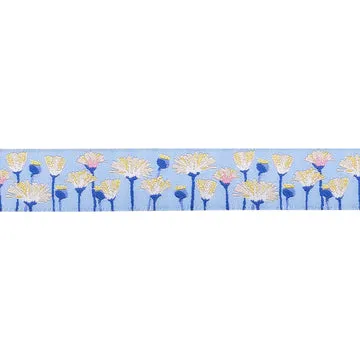 Renaissance Ribbon Meadow Blooms in Twilight Jacquardband Blau 1 Yard