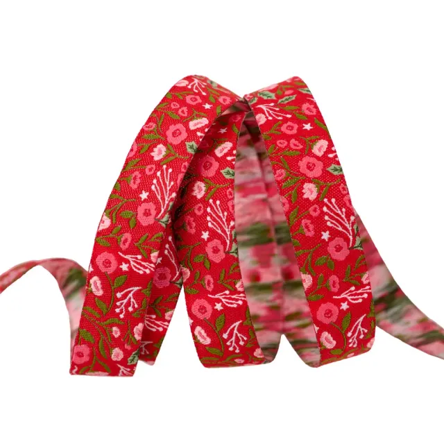 Renaissance Ribbon Berry and Pine Christmas Posies Webband 1 Yard