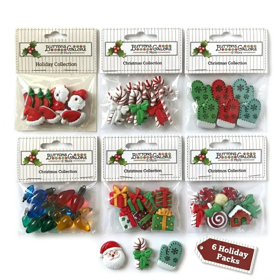 Buttons Galore Christmas Craft Buttons Knöpfe 50+ Stück 3D
