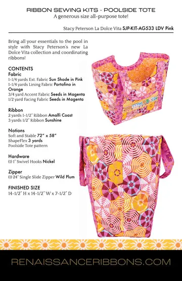 Renaissance Ribbon La Dolce Vita Poolside Tote Nähset Pink Basis