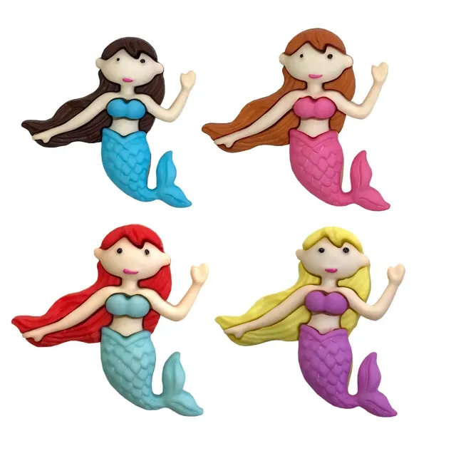 Buttons Galore Mystic Mermaids Nähknöpfe 4 Stück 28 mm