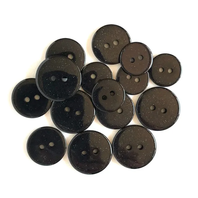 Buttons Galore Onyx Glitzerknöpfe 15 Stück schwarz