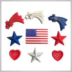 Buttons Galore Patriotic America 250 Stars & Stripes Knöpfe 9 Stück