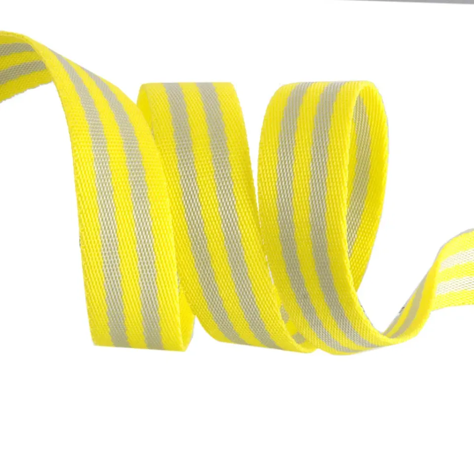Renaissance Ribbon Neon Thunderbolt Nylongurtband Grau Neongelb 1 Yard