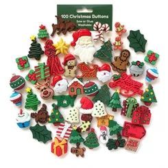 Buttons Galore Christmas Super Value Pack Weihnachtsknöpfe 100 Stück
