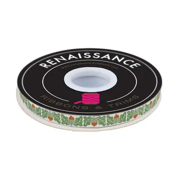 Renaissance Ribbon First Day of Fall Acorn Jacquardband 1 Yard creme