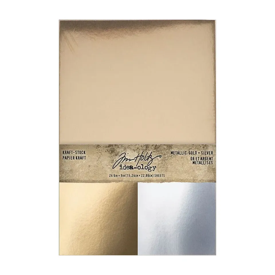 Idea-ology Tim Holtz Kraft Stock Metallic Gold + Silver Bastelpapier