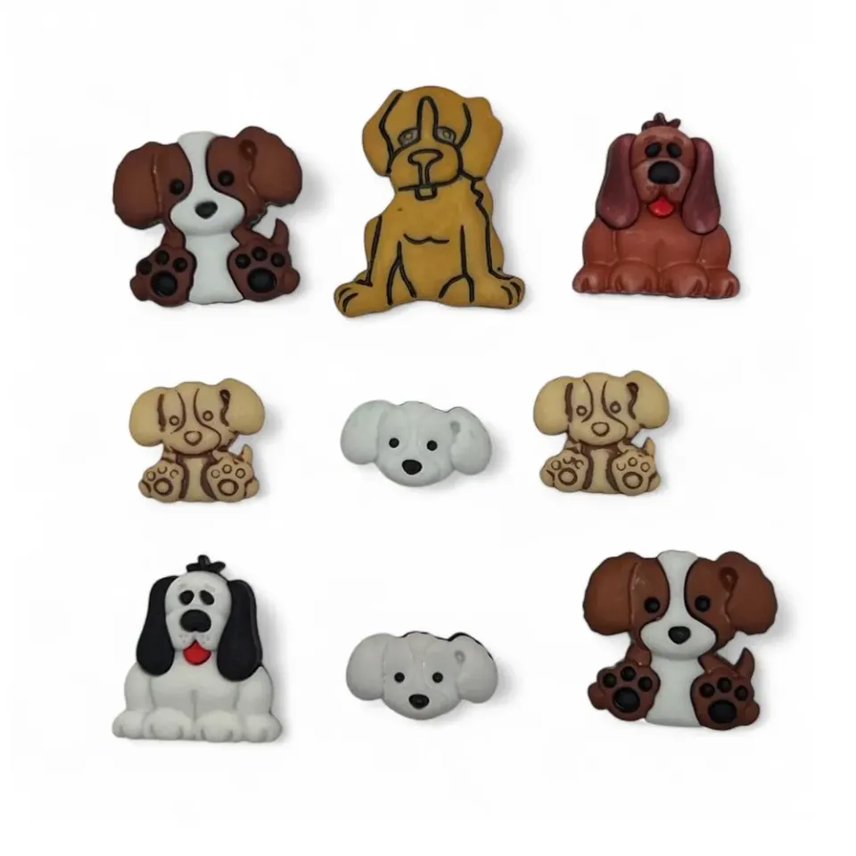 Buttons Galore Dog Gone Cute Hunde-Knöpfe 9er Nylon