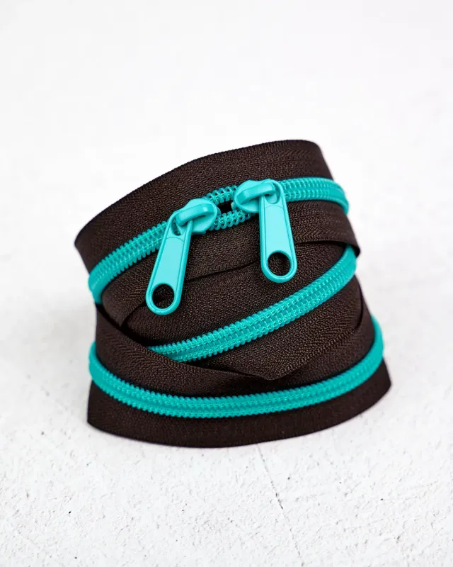 Renaissance Ribbon Teal Eclipse Taschenreißverschluss Doppelschieber