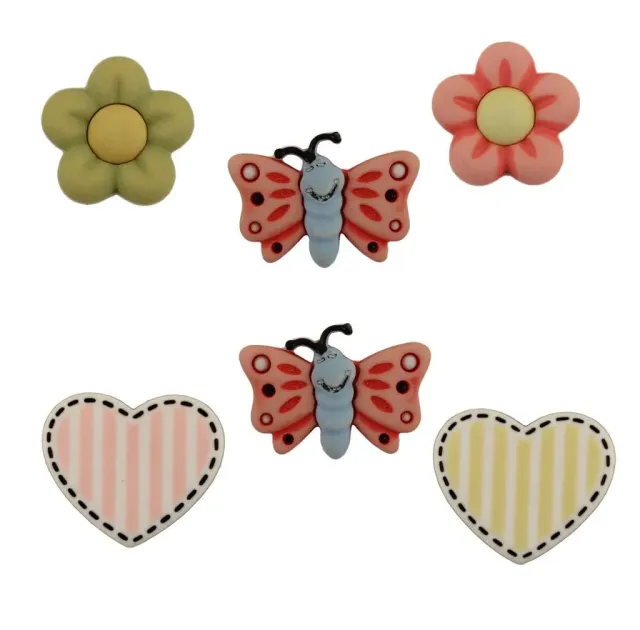 Buttons Galore BaZooples Flutterbug Bastelknöpfe 6 Stück
