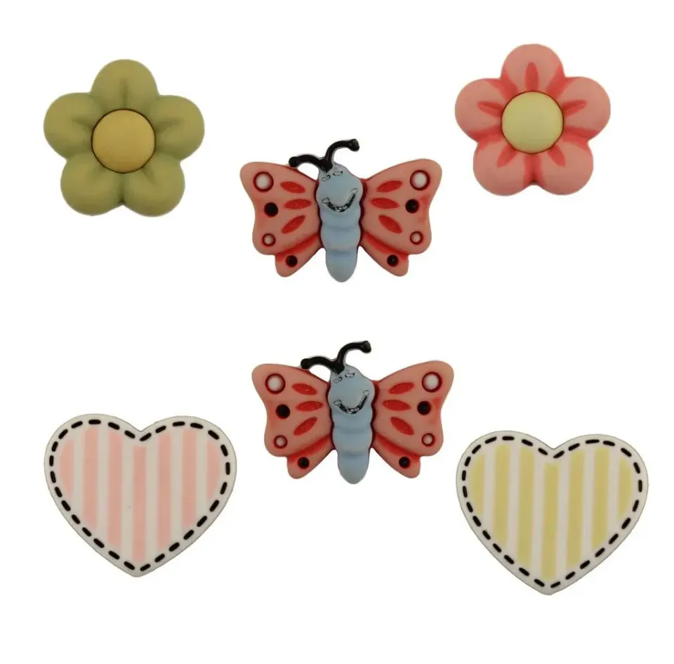 Buttons Galore BaZooples Flutterbug Bastelknöpfe 6 Stück