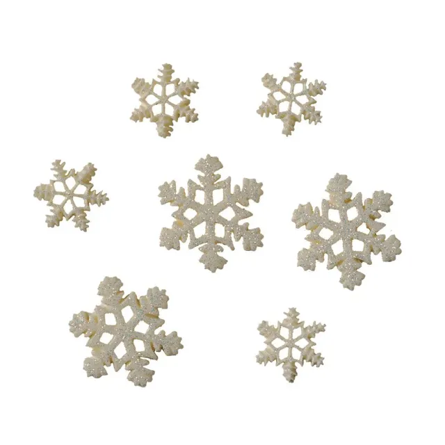 Buttons Galore Sparkling Snow Flatbacks Schneeflocken 7 Stück