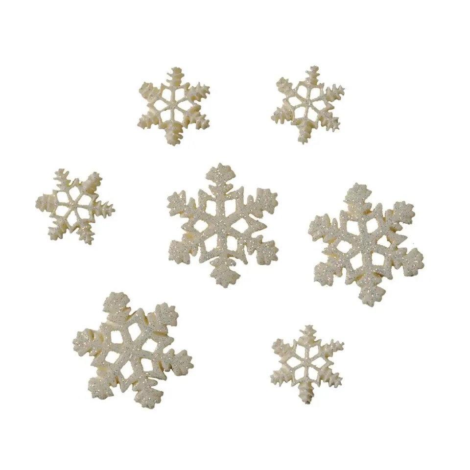 Buttons Galore Sparkling Snow Flatbacks Schneeflocken 7 Stück
