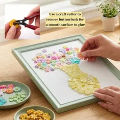 Buttons Galore Flower Button Bastelset Blumenknöpfe Leinwand
