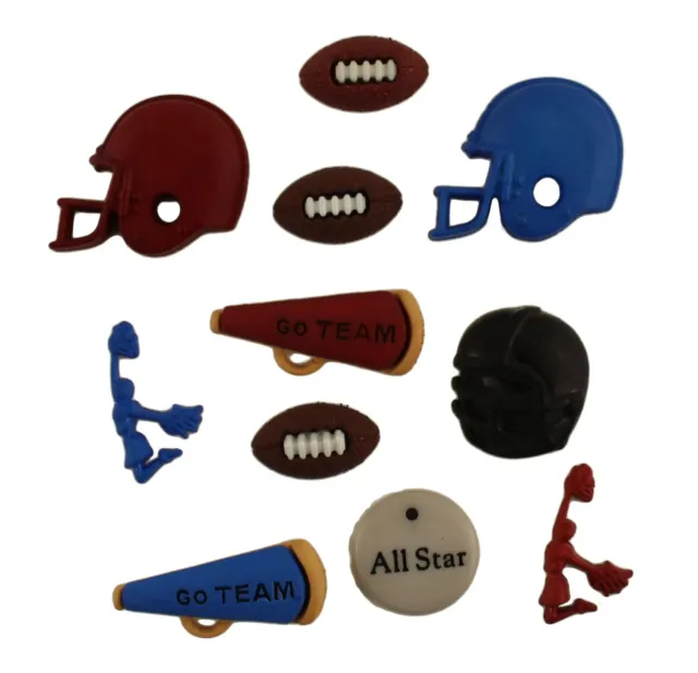 Buttons Galore Football Knöpfe 10 Stück Sportmix