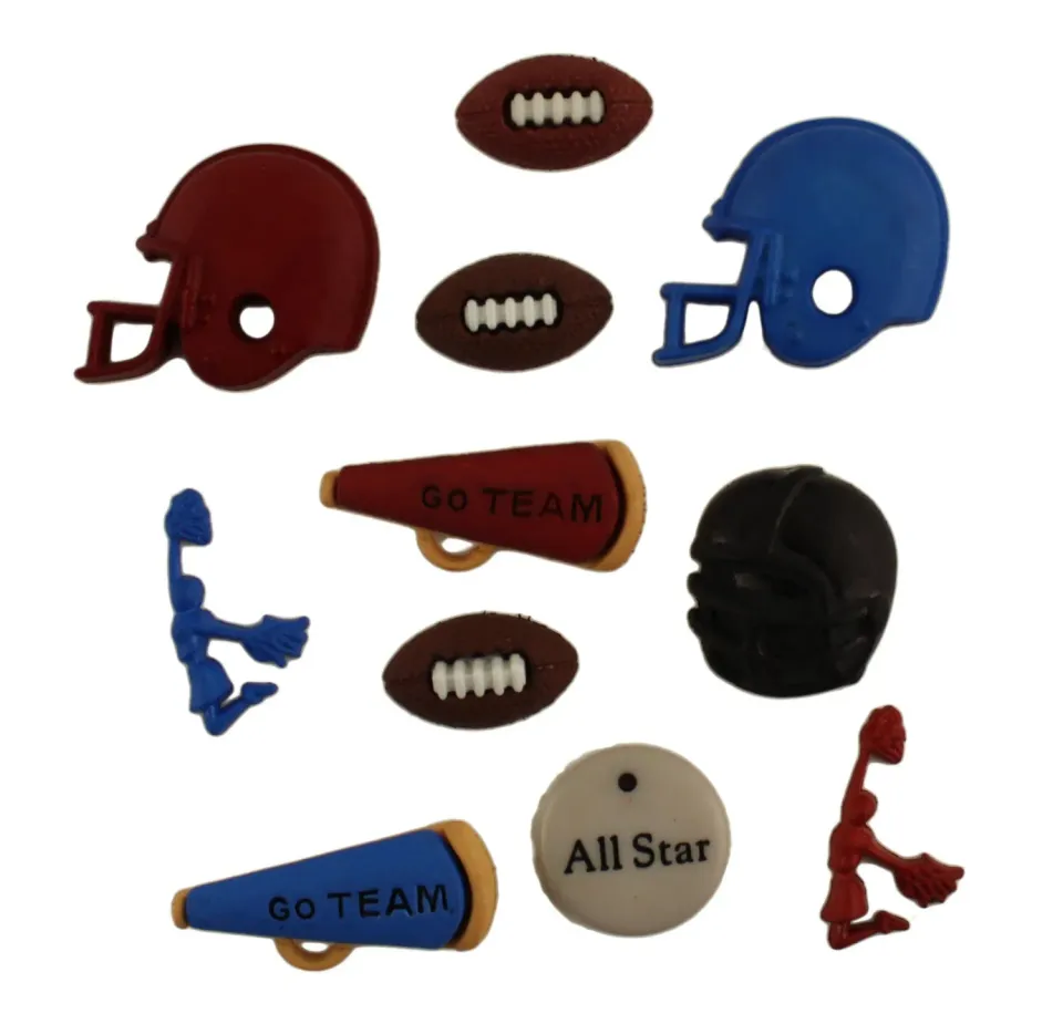 Buttons Galore Football Knöpfe 10 Stück Sportmix