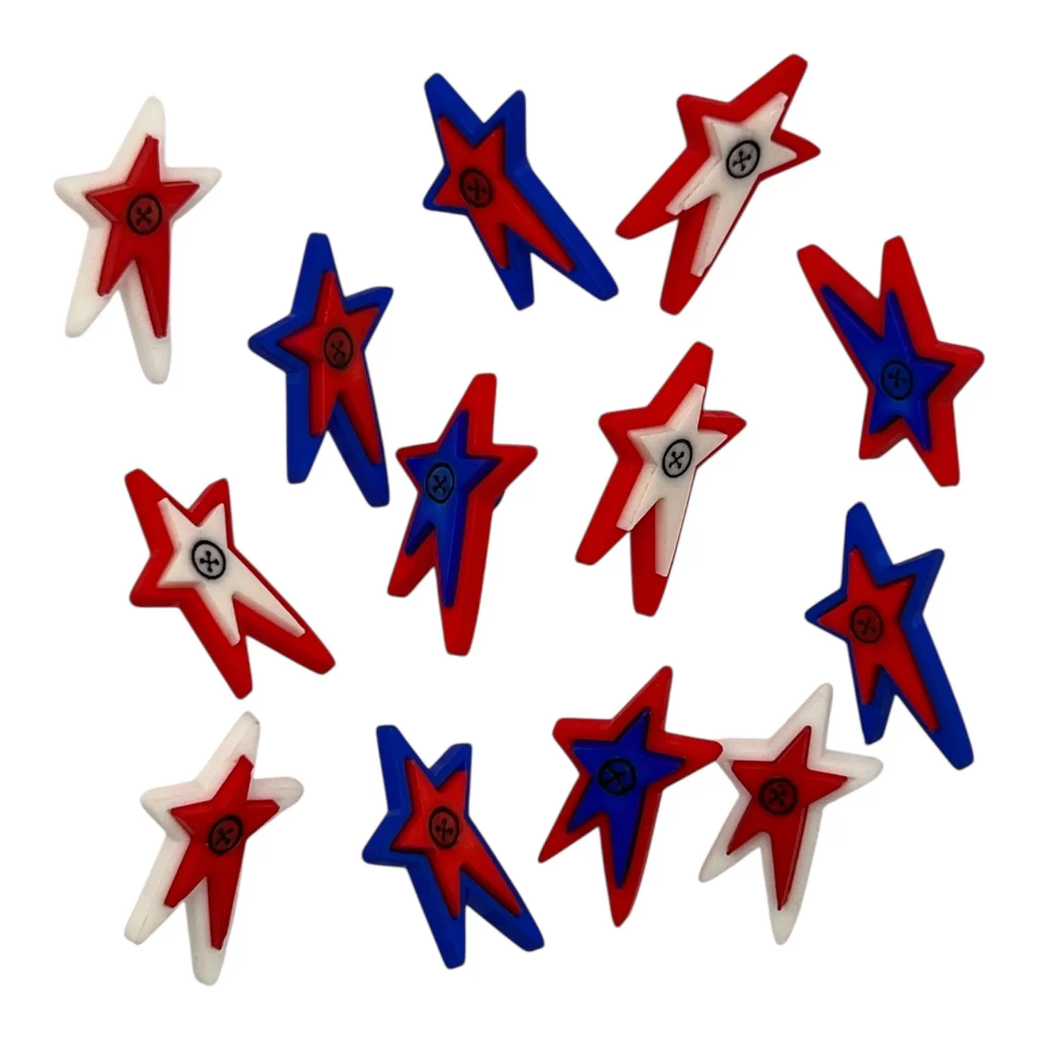 Buttons Galore America 250 Shooting Star Knöpfe rot weiß blau 13er-Pack