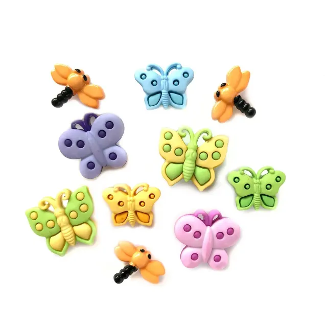 Buttons Galore Flutterbugs Schmetterlingsknöpfe 12 Stück 16–25 mm