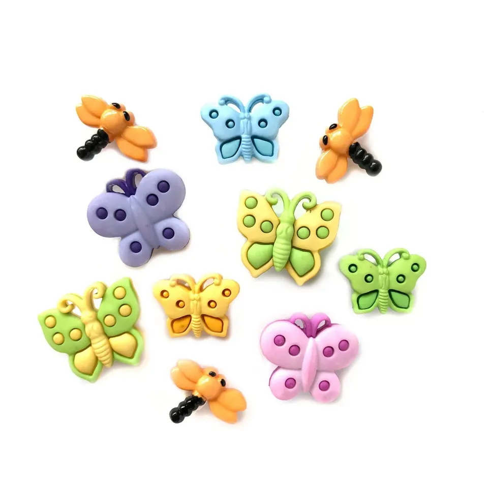 Buttons Galore Flutterbugs Schmetterlingsknöpfe 12 Stück 16–25 mm