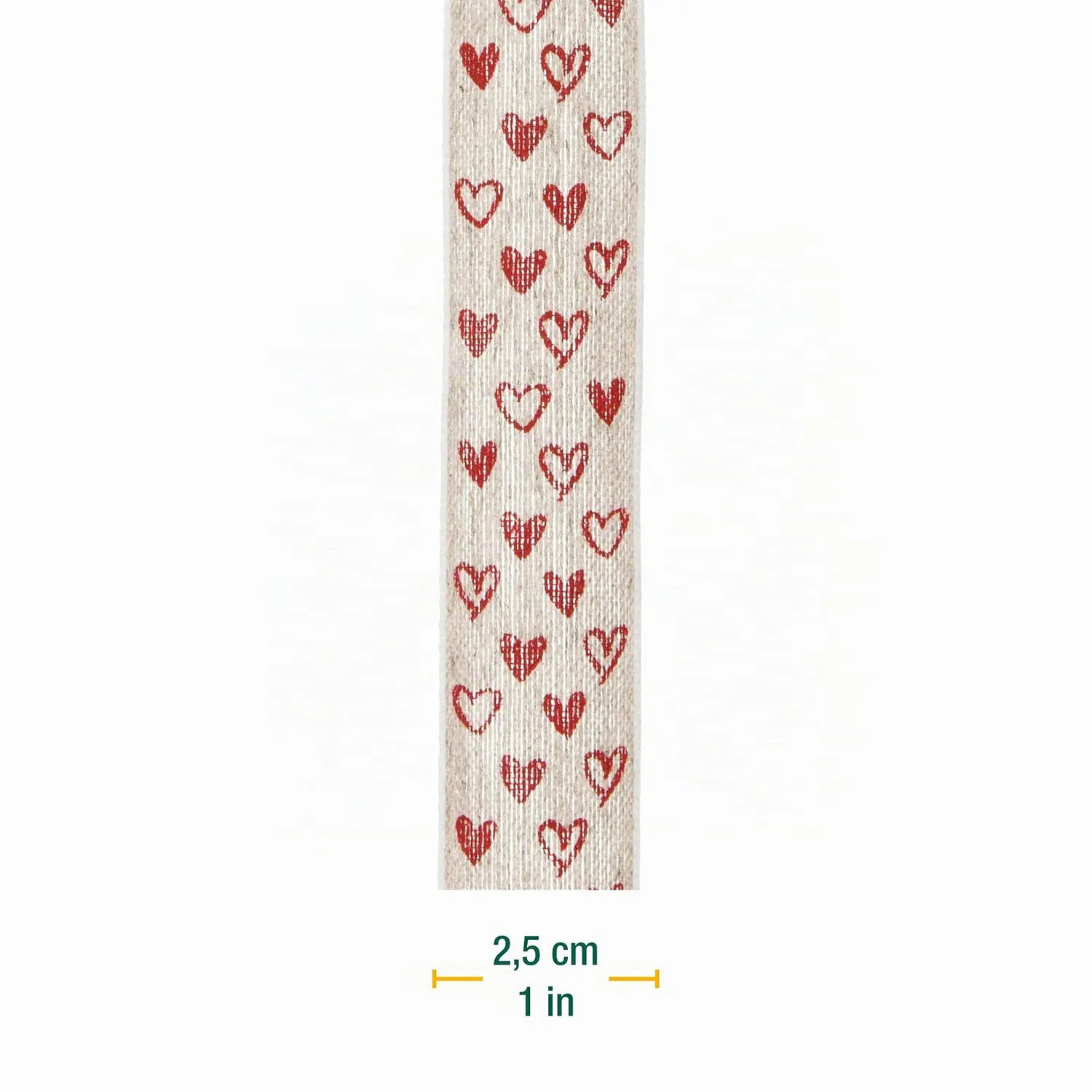 Halbach Herzen Leinenband Geschenkband mit Drahtkante