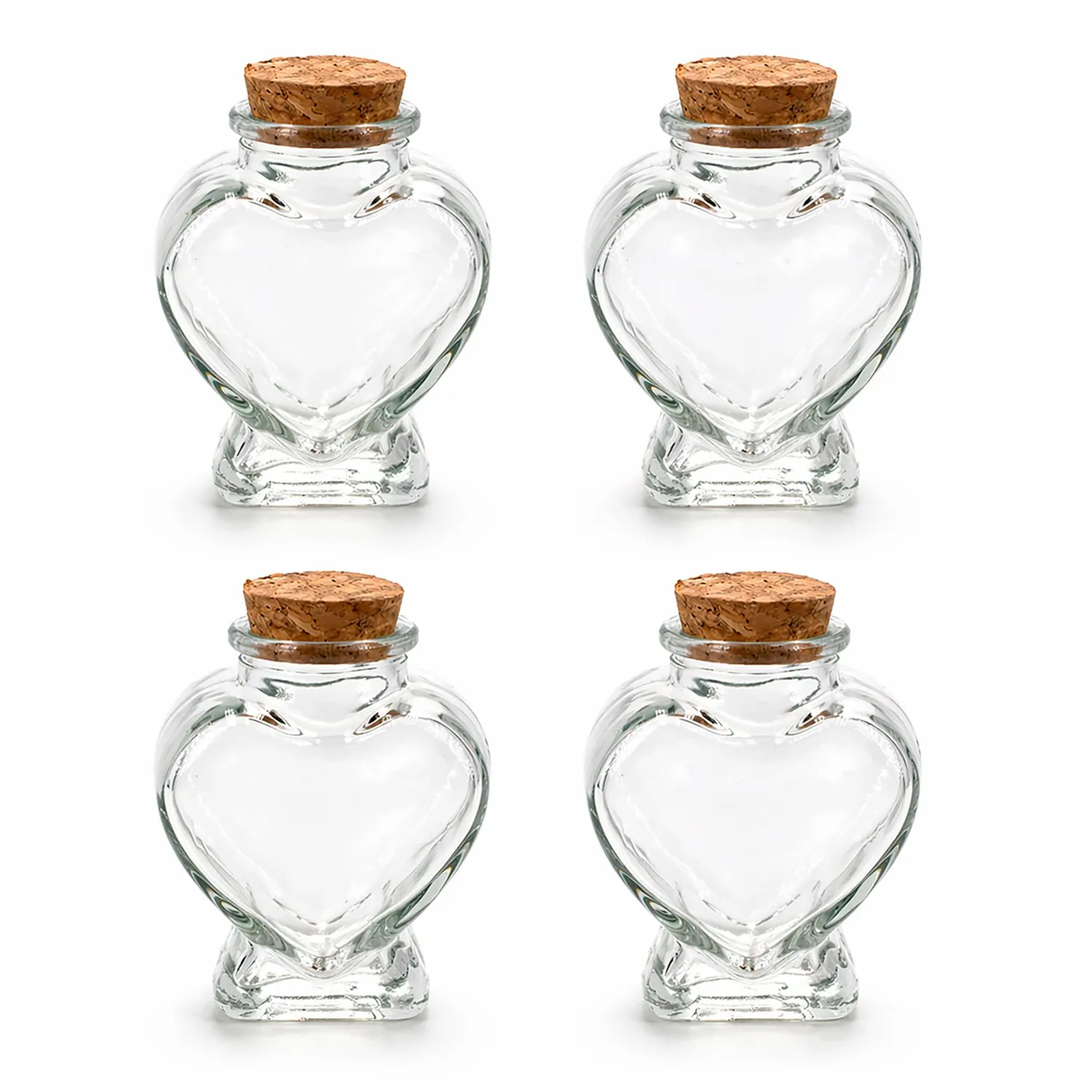 Creativery Herz Glasflaschen 70ml 4 Stück transparent