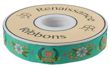 Renaissance Ribbon The Winner on Mint Band 15 yd 7/8" Mint