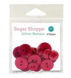Buttons Galore Ruby Slippers Glitzerknöpfe 15 Stück rot