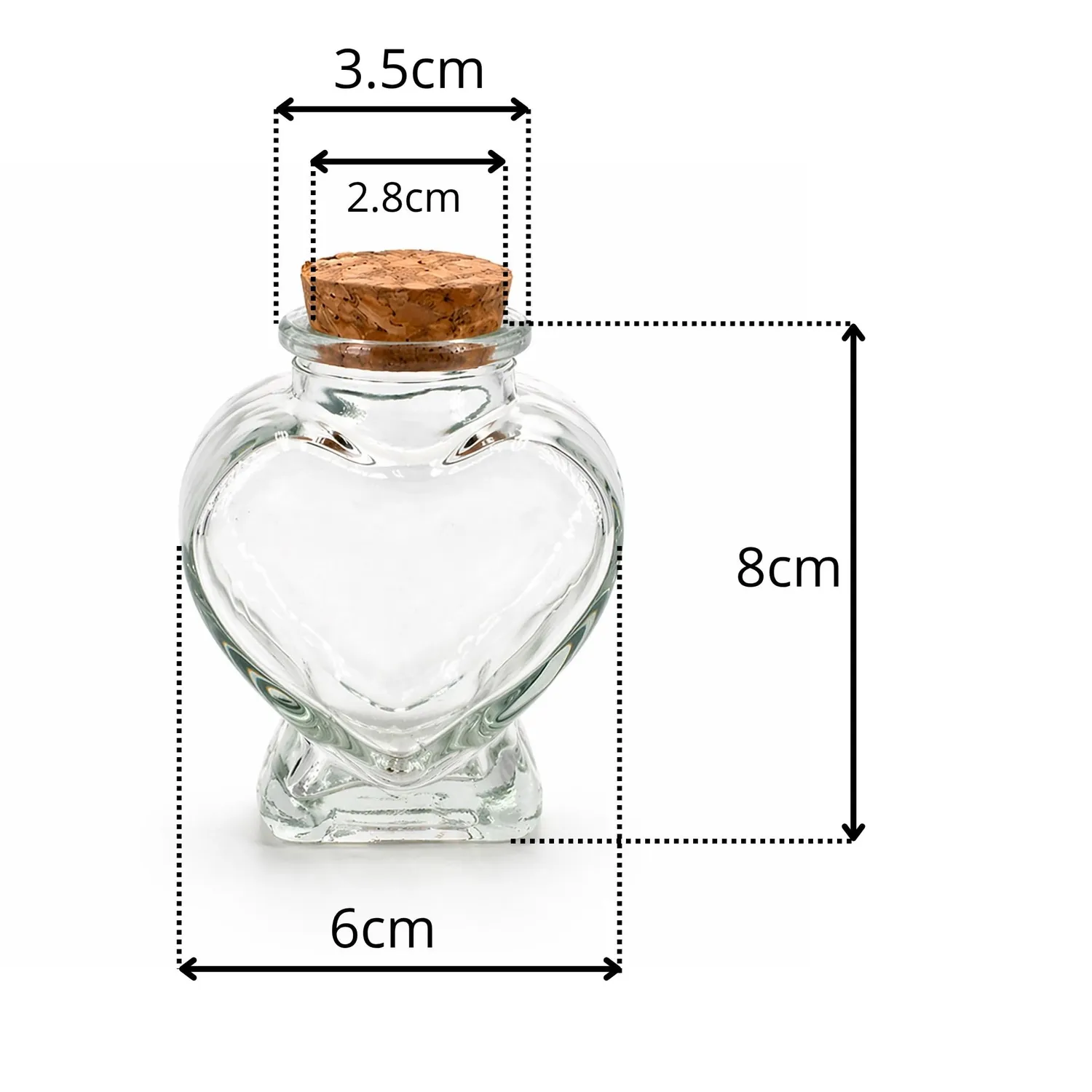 Creativery Herz Glasflaschen 70ml 4 Stück transparent