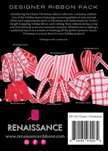 Renaissance Ribbon Classic Christmas Designer Pack Weihnachtsbänder rot weiß