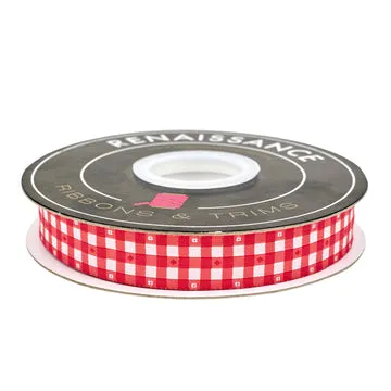 Renaissance Ribbon Market Days Gingham Checks Band 3/4" 1 Yard rot