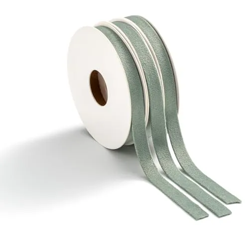 MORSUNBELA Samtband Geschenkband Salbeigrün 13,5 m 10 mm waschbar