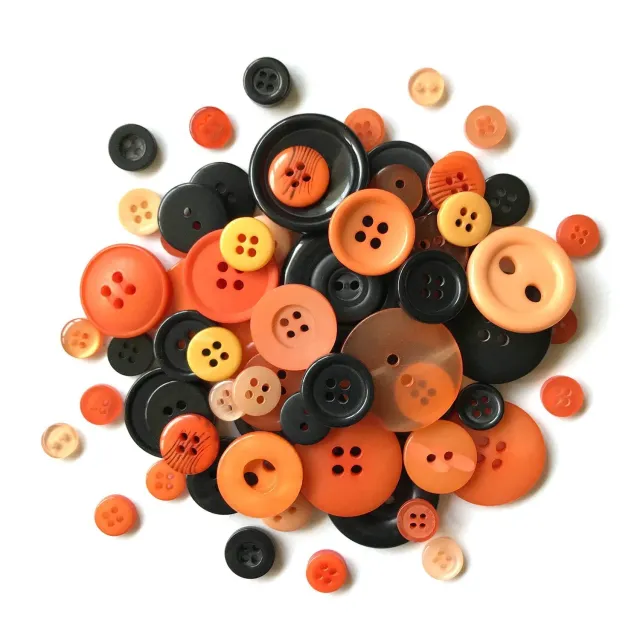 Buttons Galore Halloween Knöpfe Glas Orange Schwarz ca. 200 Stück