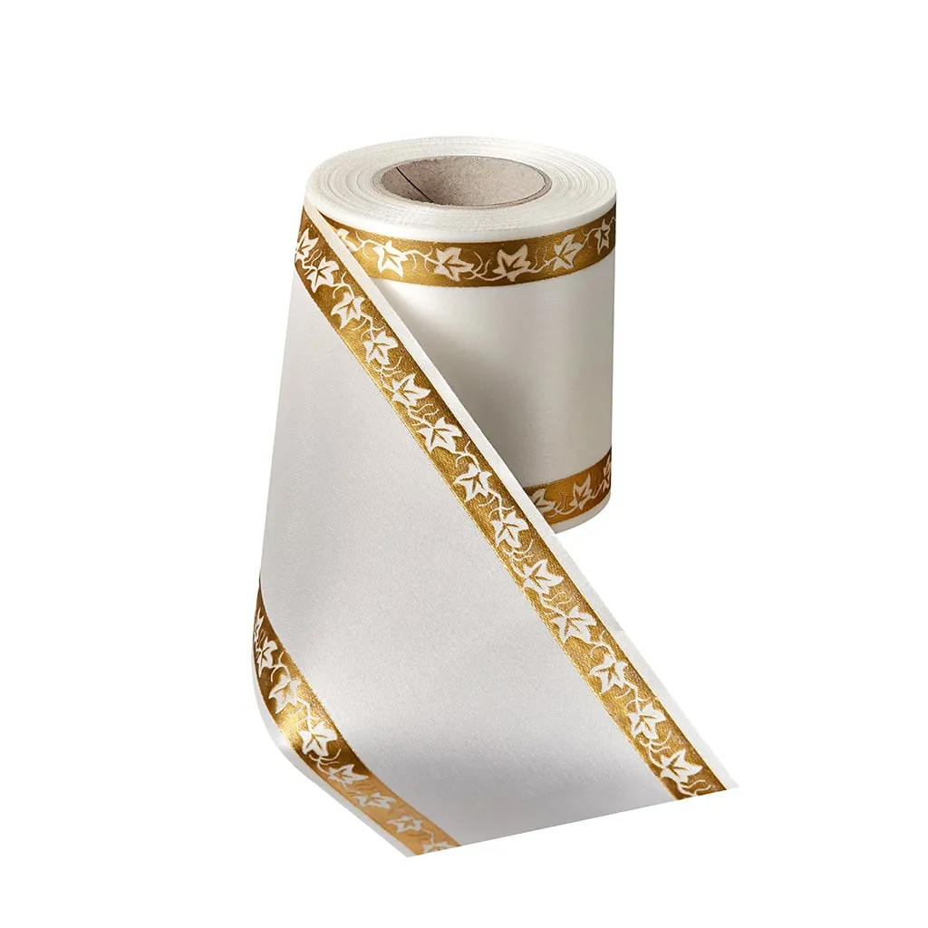 ALJO DESIGN Satin-Kranzband mit Efeu-Ranke 25 m Rolle Laserdruck