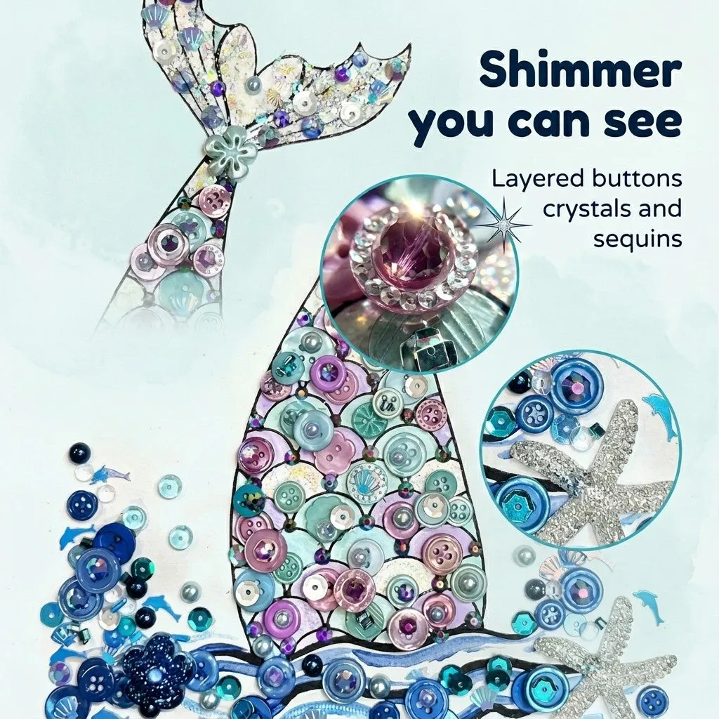 Buttons Galore Mermaid Canvas DIY Craft Kit Bastelset lila